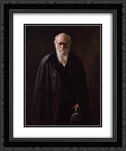 Charles Robert Darwin 20x24 Black Ornate Wood Framed Art Print Poster with Double Matting by Collier, John