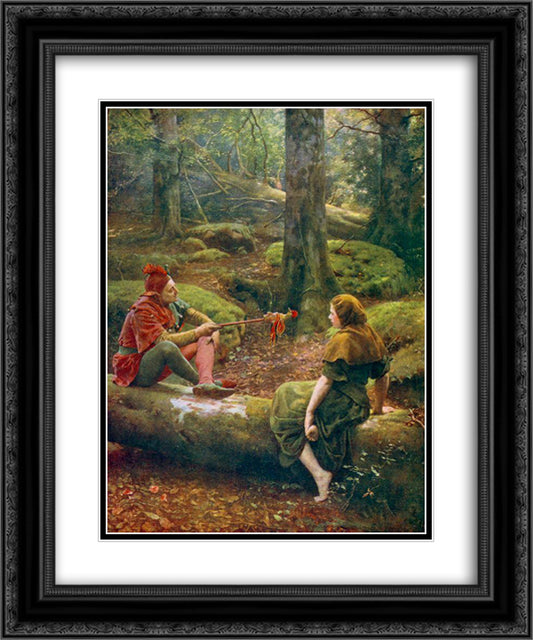 In the Forest of Arden 20x24 Black Ornate Wood Framed Art Print Poster with Double Matting by Collier, John