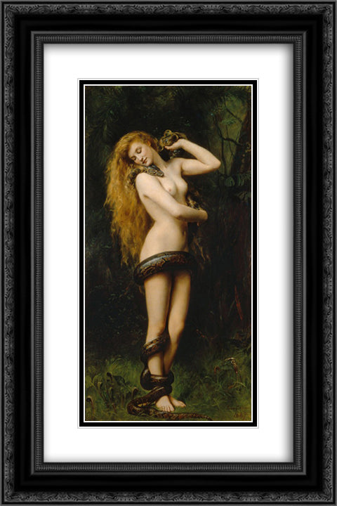 Lilith with a Snake 16x24 Black Ornate Wood Framed Art Print Poster with Double Matting by Collier, John