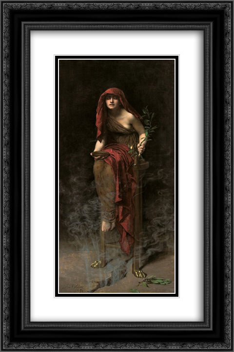 Priestess of Delphi 16x24 Black Ornate Wood Framed Art Print Poster with Double Matting by Collier, John