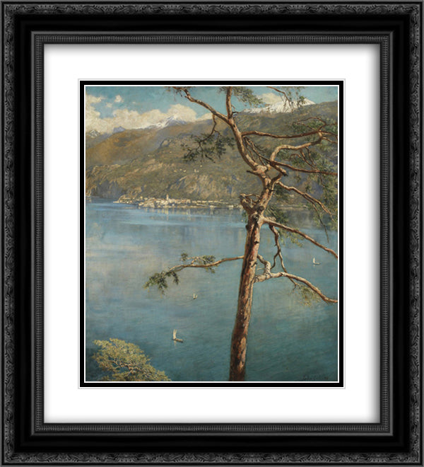 Spring at Cadenabbia 20x22 Black Ornate Wood Framed Art Print Poster with Double Matting by Collier, John