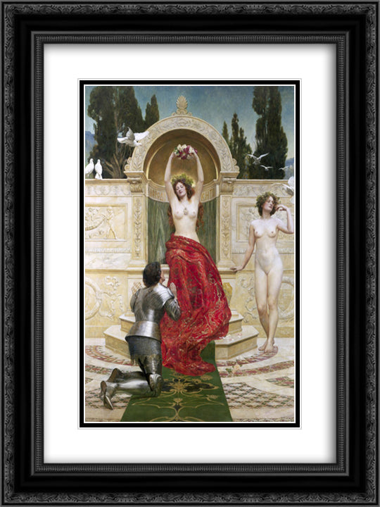 Tannhauser in the Venusberg 18x24 Black Ornate Wood Framed Art Print Poster with Double Matting by Collier, John