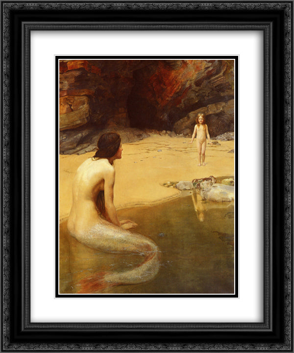 The Land Baby 20x24 Black Ornate Wood Framed Art Print Poster with Double Matting by Collier, John