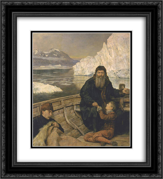 The Last Voyage of Henry Hudson 20x22 Black Ornate Wood Framed Art Print Poster with Double Matting by Collier, John