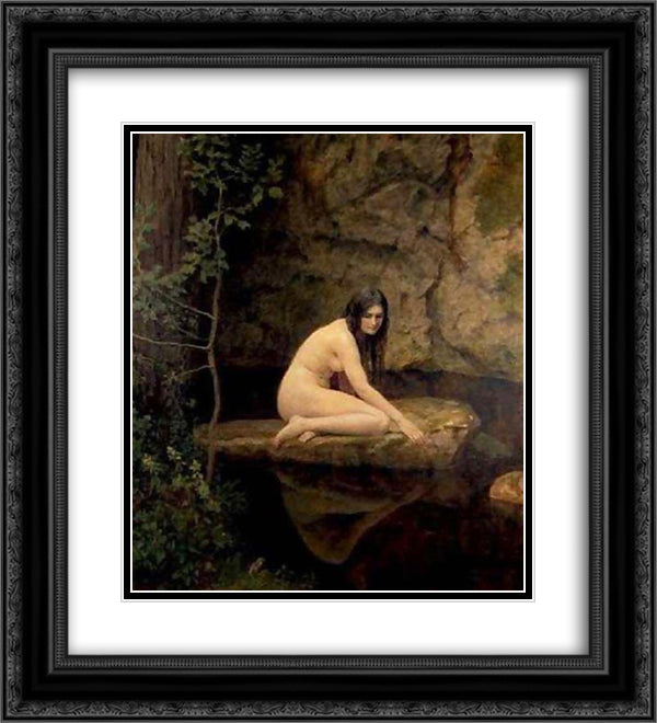 The Water Nymph 20x22 Black Ornate Wood Framed Art Print Poster with Double Matting by Collier, John