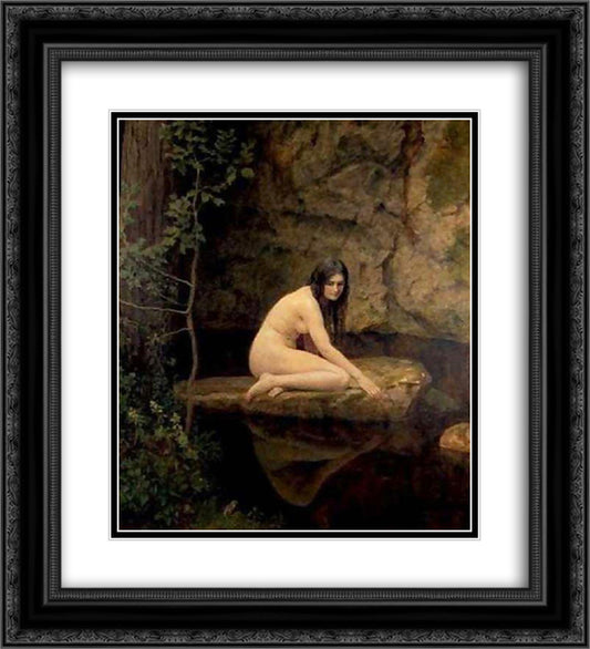 The Water Nymph 20x22 Black Ornate Wood Framed Art Print Poster with Double Matting by Collier, John