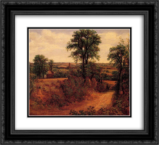 A Lane near Dedham 22x20 Black Ornate Wood Framed Art Print Poster with Double Matting by Constable, John