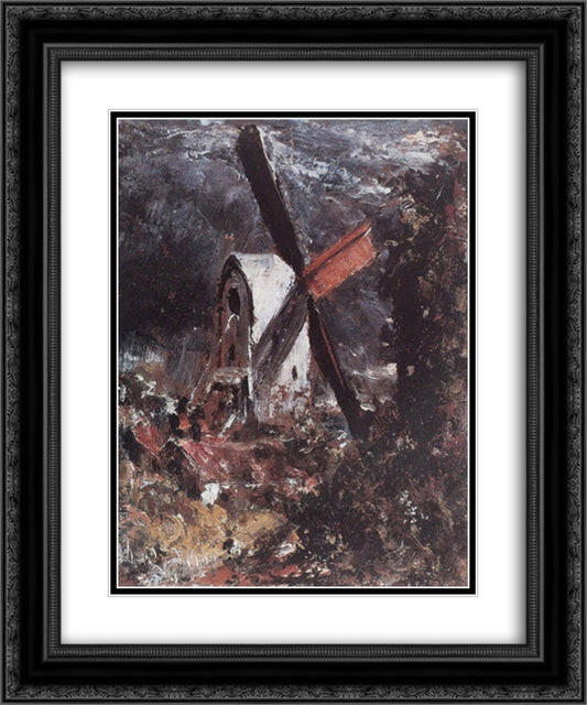 A Windmill near Brighton 20x24 Black Ornate Wood Framed Art Print Poster with Double Matting by Constable, John