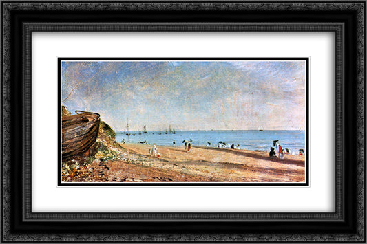 Brighton Beach 24x16 Black Ornate Wood Framed Art Print Poster with Double Matting by Constable, John