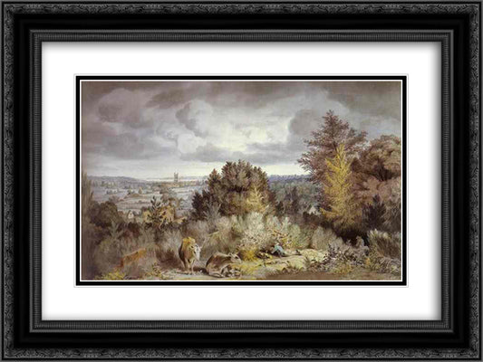 Dedham Church and Vale 24x18 Black Ornate Wood Framed Art Print Poster with Double Matting by Constable, John