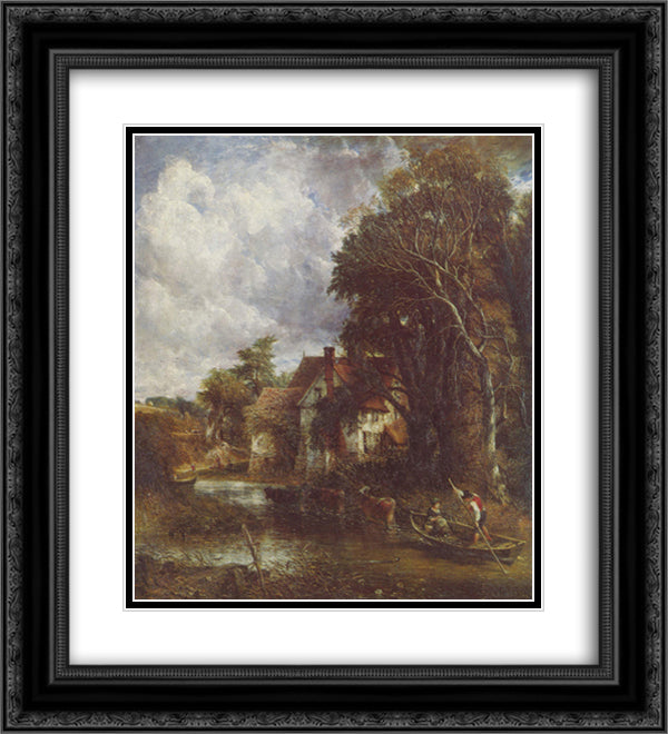 Die Valley Farm 20x22 Black Ornate Wood Framed Art Print Poster with Double Matting by Constable, John