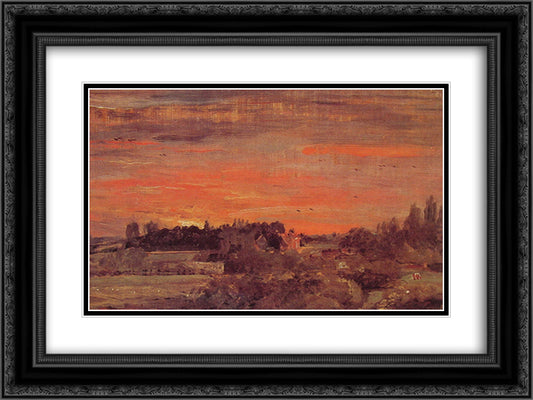 East Bergholt Rectory 24x18 Black Ornate Wood Framed Art Print Poster with Double Matting by Constable, John