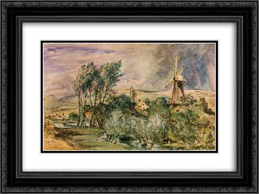 Foord Rd Mill, Folkestone 24x18 Black Ornate Wood Framed Art Print Poster with Double Matting by Constable, John