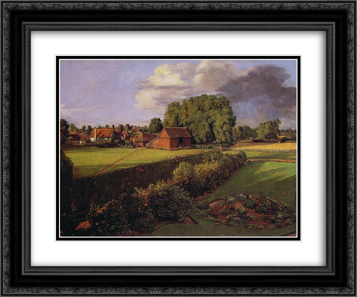 Golding Constable's Flower Garden 24x20 Black Ornate Wood Framed Art Print Poster with Double Matting by Constable, John