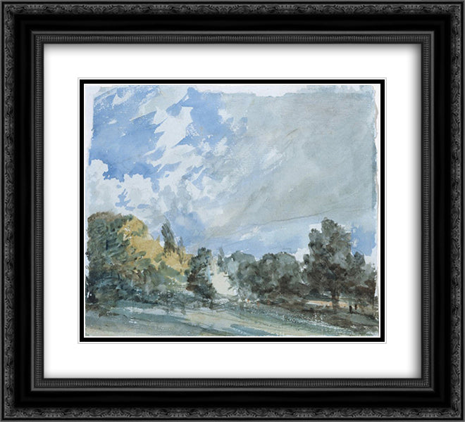 Hampstead 22x20 Black Ornate Wood Framed Art Print Poster with Double Matting by Constable, John