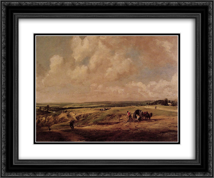 Hampstead Heath 24x20 Black Ornate Wood Framed Art Print Poster with Double Matting by Constable, John