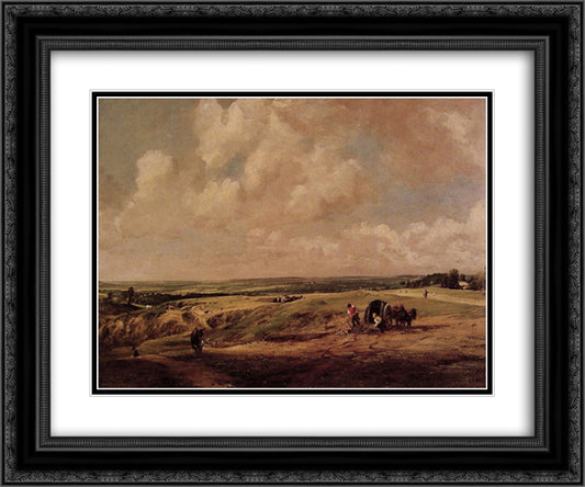 Hampstead Heath 24x20 Black Ornate Wood Framed Art Print Poster with Double Matting by Constable, John