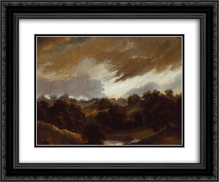 Hampstead Stormy Sky 24x20 Black Ornate Wood Framed Art Print Poster with Double Matting by Constable, John