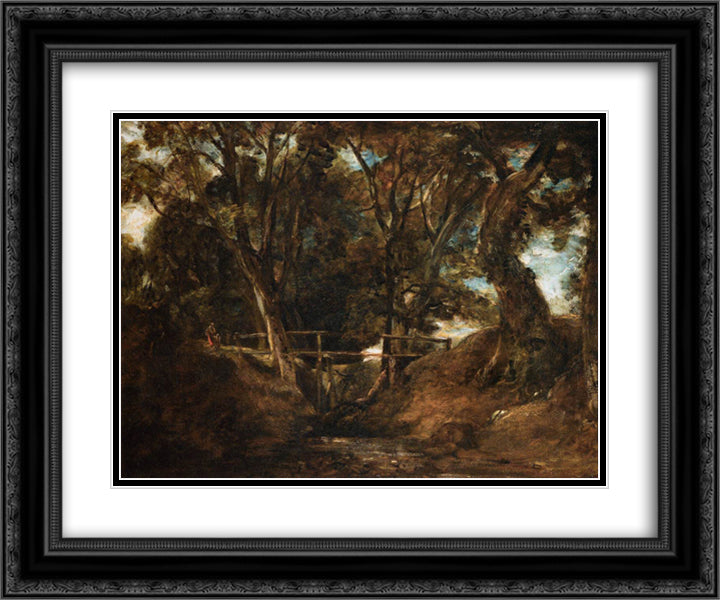 Helmingham Dell 24x20 Black Ornate Wood Framed Art Print Poster with Double Matting by Constable, John