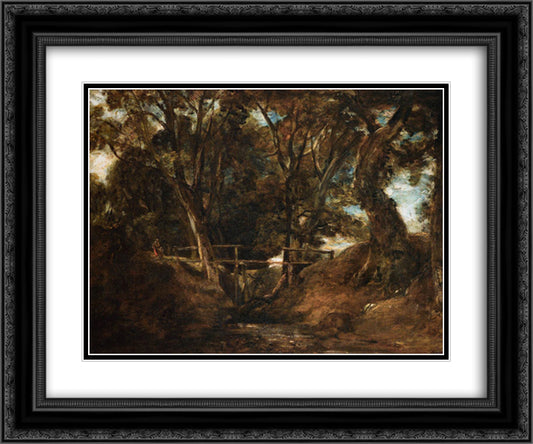 Helmingham Dell 24x20 Black Ornate Wood Framed Art Print Poster with Double Matting by Constable, John