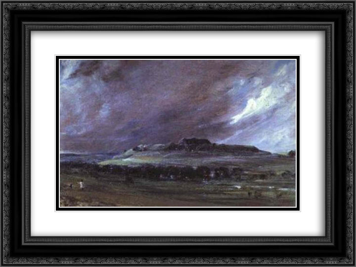 Old Sarum 24x18 Black Ornate Wood Framed Art Print Poster with Double Matting by Constable, John