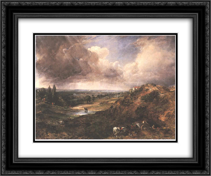 Pond in Branchhill 24x20 Black Ornate Wood Framed Art Print Poster with Double Matting by Constable, John