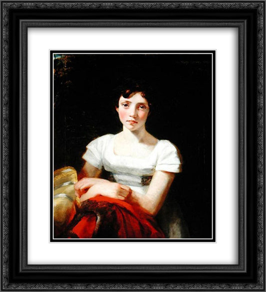 Portrait of Mary Freer 20x22 Black Ornate Wood Framed Art Print Poster with Double Matting by Constable, John