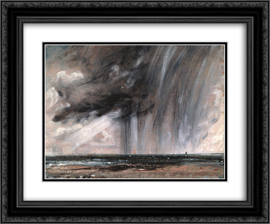 Rainstorm over the Sea 24x20 Black Ornate Wood Framed Art Print Poster with Double Matting by Constable, John