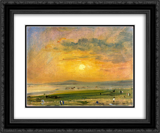 Shoreham Bay, Evening Sunset 24x20 Black Ornate Wood Framed Art Print Poster with Double Matting by Constable, John