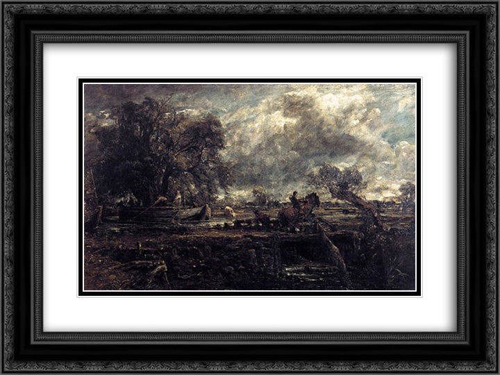 Sketch for The Leaping Horse 24x18 Black Ornate Wood Framed Art Print Poster with Double Matting by Constable, John