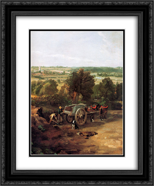 Stour valley and Dedham village 20x24 Black Ornate Wood Framed Art Print Poster with Double Matting by Constable, John