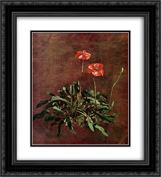 Study for poppies 20x22 Black Ornate Wood Framed Art Print Poster with Double Matting by Constable, John