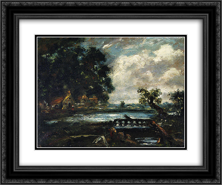 Study for The Leaping Horse (View on the Stour) 24x20 Black Ornate Wood Framed Art Print Poster with Double Matting by Constable, John