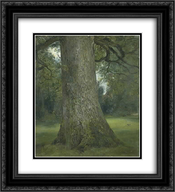 Study of the Trunk of an Elm Tree 20x22 Black Ornate Wood Framed Art Print Poster with Double Matting by Constable, John