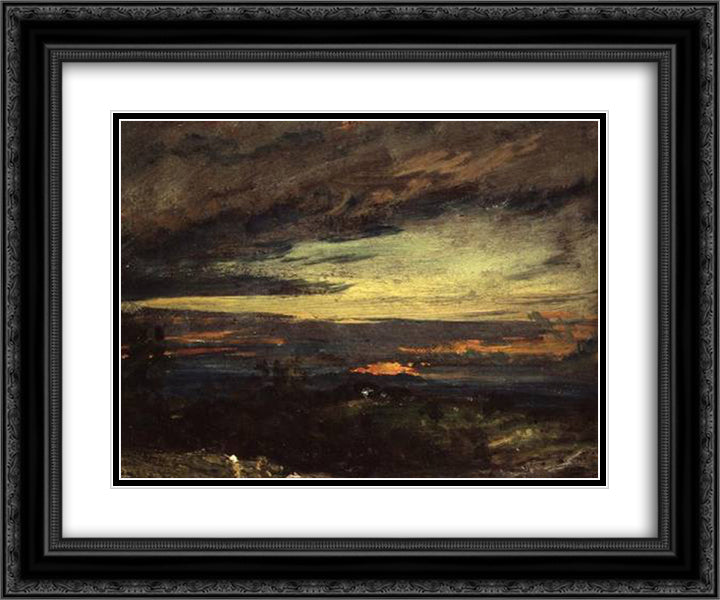 Sunset study of Hampstead, looking towards Harrow 24x20 Black Ornate Wood Framed Art Print Poster with Double Matting by Constable, John