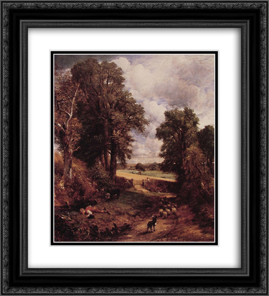 The Cornfield 20x22 Black Ornate Wood Framed Art Print Poster with Double Matting by Constable, John