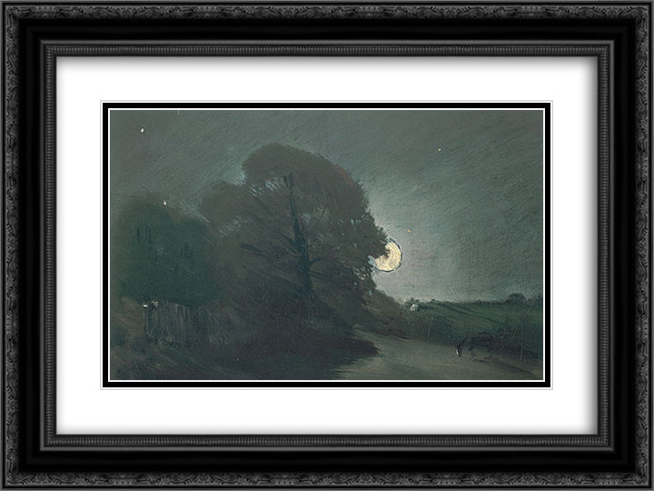 The edge of a Heath by moonlight 24x18 Black Ornate Wood Framed Art Print Poster with Double Matting by Constable, John