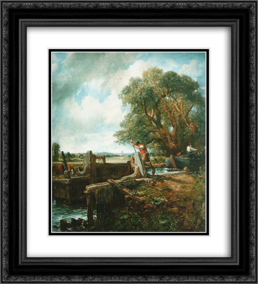 The Lock 20x22 Black Ornate Wood Framed Art Print Poster with Double Matting by Constable, John