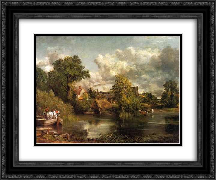 The White Horse 24x20 Black Ornate Wood Framed Art Print Poster with Double Matting by Constable, John