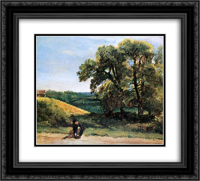 Traveller 22x20 Black Ornate Wood Framed Art Print Poster with Double Matting by Constable, John