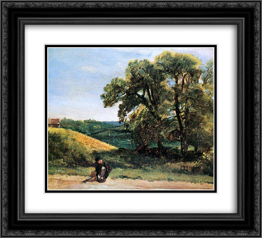 Traveller 22x20 Black Ornate Wood Framed Art Print Poster with Double Matting by Constable, John