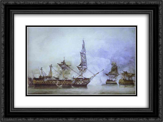 Victory 24x18 Black Ornate Wood Framed Art Print Poster with Double Matting by Constable, John