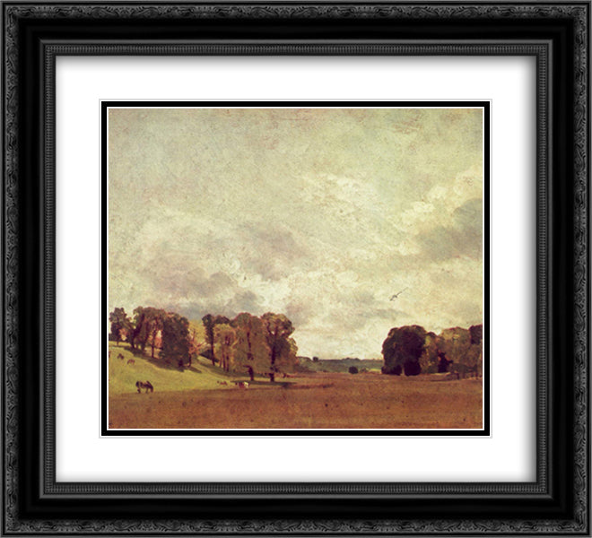 View at Epsom 22x20 Black Ornate Wood Framed Art Print Poster with Double Matting by Constable, John