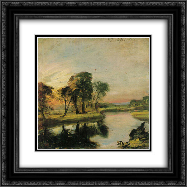 View on the Stour 20x20 Black Ornate Wood Framed Art Print Poster with Double Matting by Constable, John