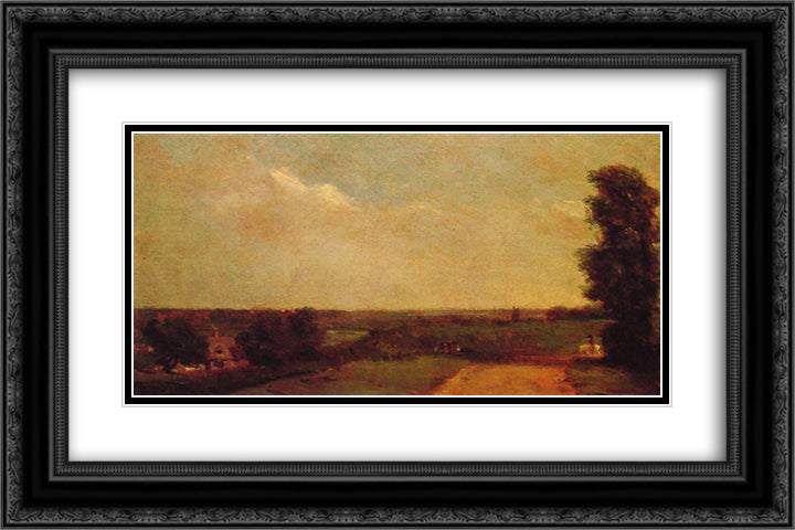 View towards Dedham 24x16 Black Ornate Wood Framed Art Print Poster with Double Matting by Constable, John