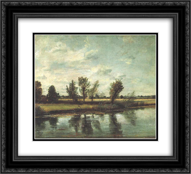 Water Meadows near Salisbury 22x20 Black Ornate Wood Framed Art Print Poster with Double Matting by Constable, John