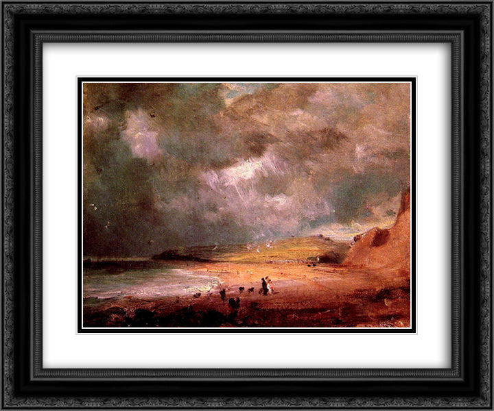 Weymouth Bay 24x20 Black Ornate Wood Framed Art Print Poster with Double Matting by Constable, John