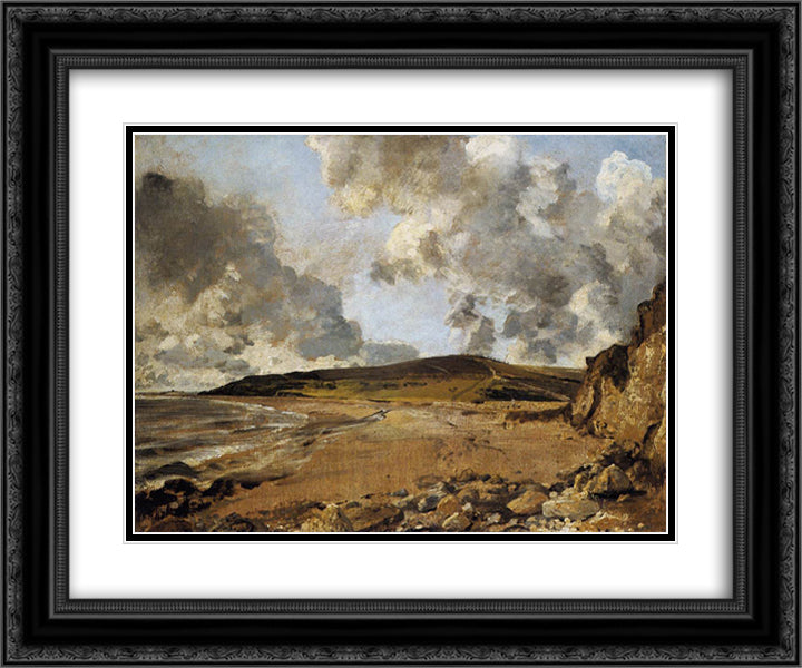 Weymouth Bay with Jordan Hill 24x20 Black Ornate Wood Framed Art Print Poster with Double Matting by Constable, John