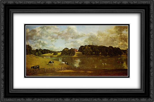 Wivenhoe Park 24x16 Black Ornate Wood Framed Art Print Poster with Double Matting by Constable, John