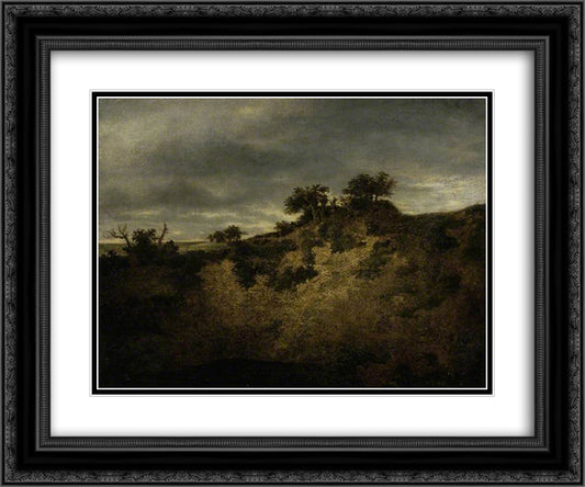 A Sandy Hollow 24x20 Black Ornate Wood Framed Art Print Poster with Double Matting by Crome, John
